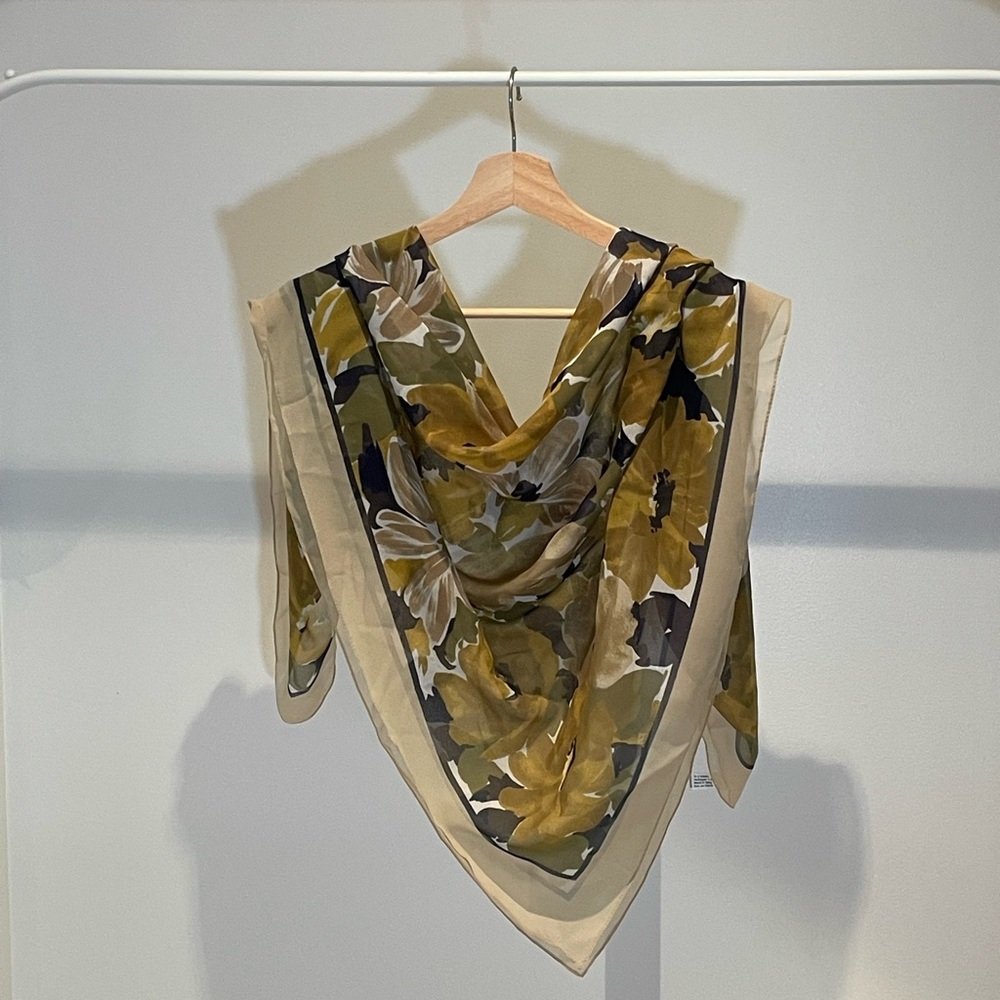 Elegant Olive Floral Scarf